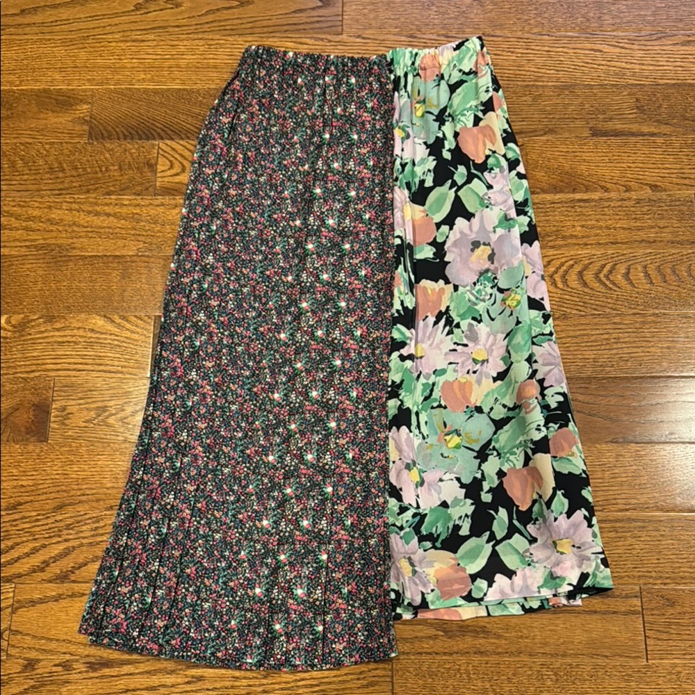 Junya Watanabe Black Floral Asymmetrical Midi Skirt